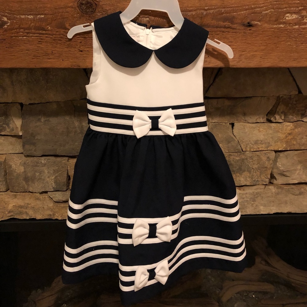 Navy and white toddler dress
